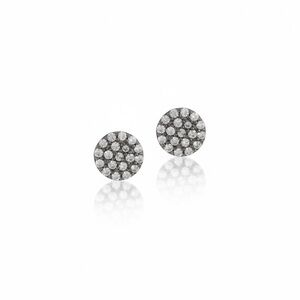 new Pave Cubic Zirconia CZ Studs โ Rhodium Plate Sterling Silver โ Hematite .925